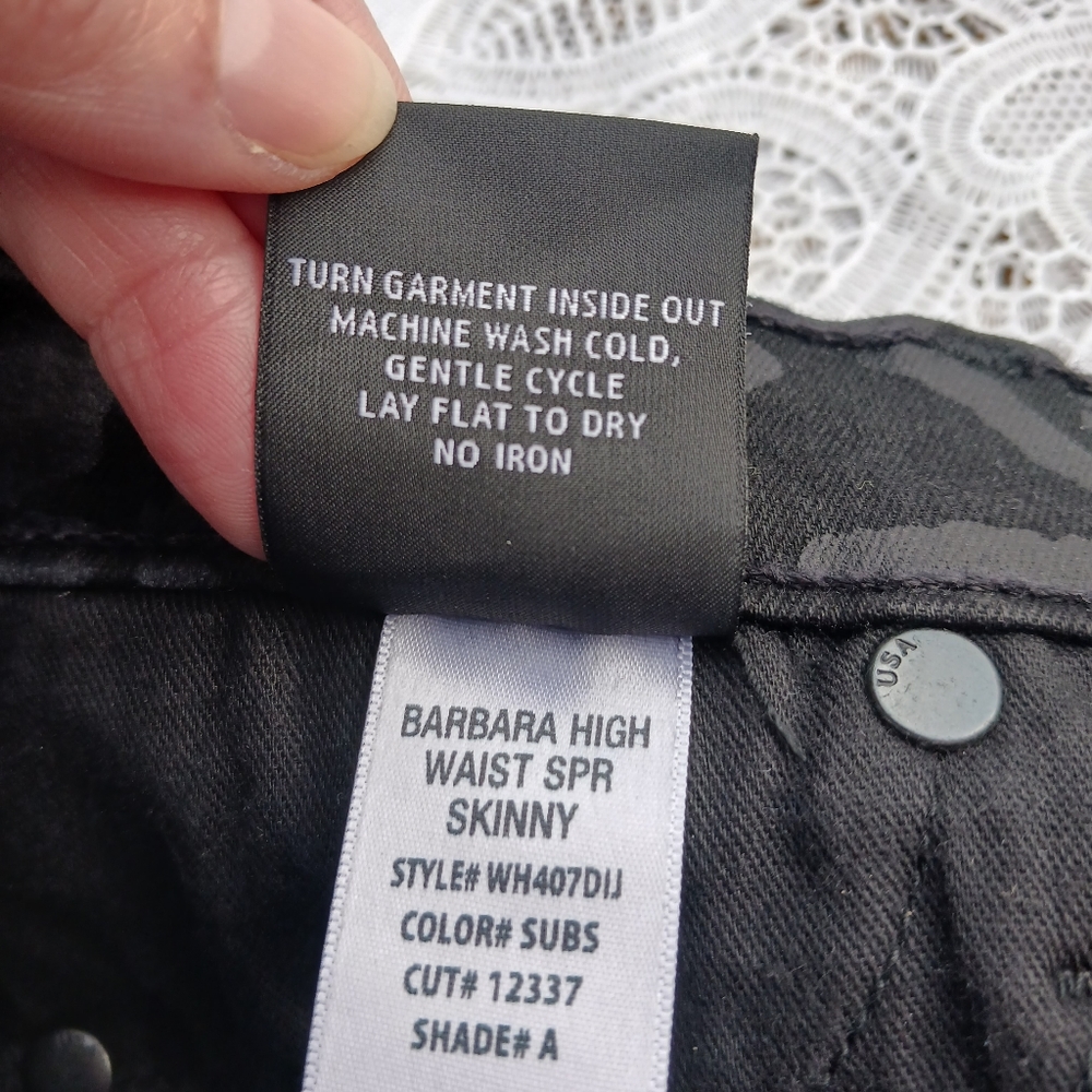 Hudson Barbara High Waist Super Skinny Jeans Sz 27 Black Print - Picture 7 of 14